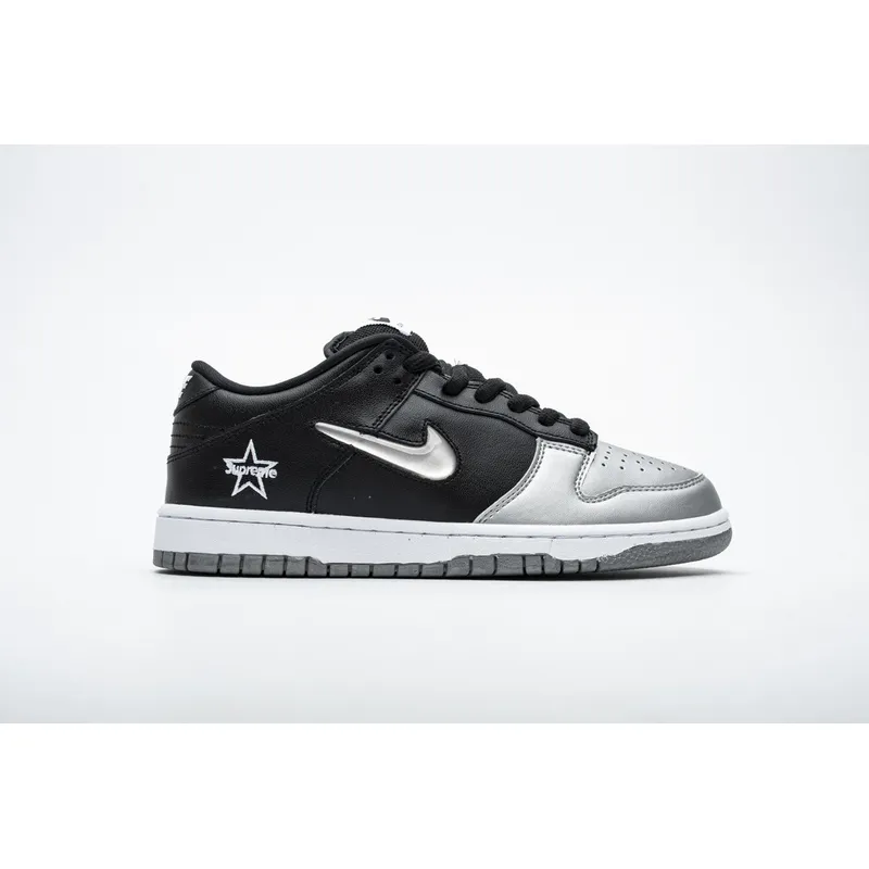  Nike SB Dunk Low Supreme Jewel Swoosh Silver CK3480-001 