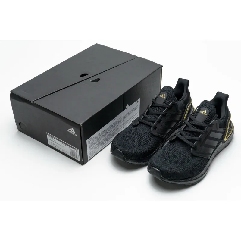  Adidas Ultra Boost 20 Core Black Gold Metallic EG0754 