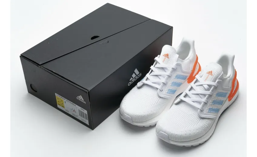  Adidas Ultra Boost 20 White Sharp Blue True Orange EG0768 