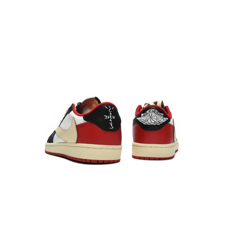  Air Jordan 1 Low Fragment Design x Travis Scott Black White Red DM7866-166 