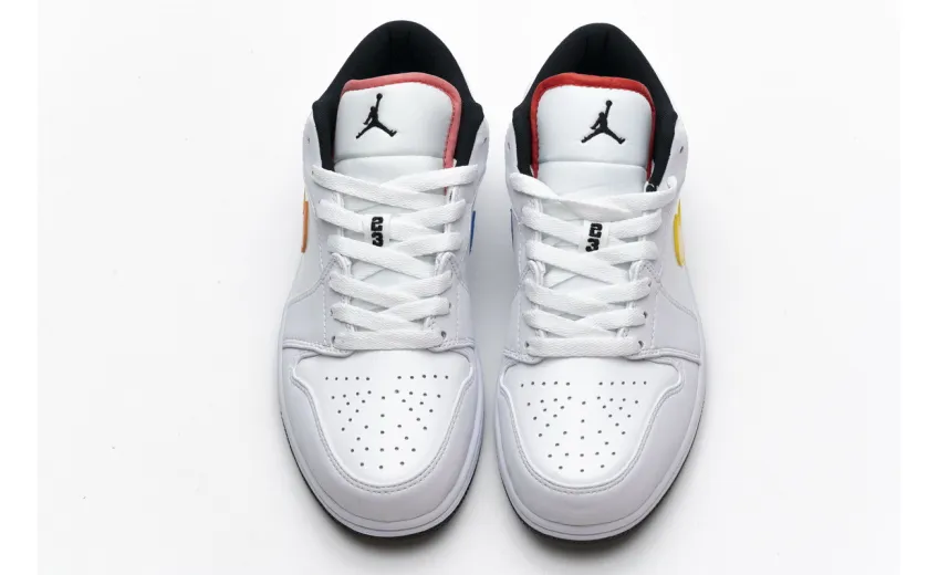 Bstsneaker- Air Jordan 1 Low White Multi-Color CW7009-100 