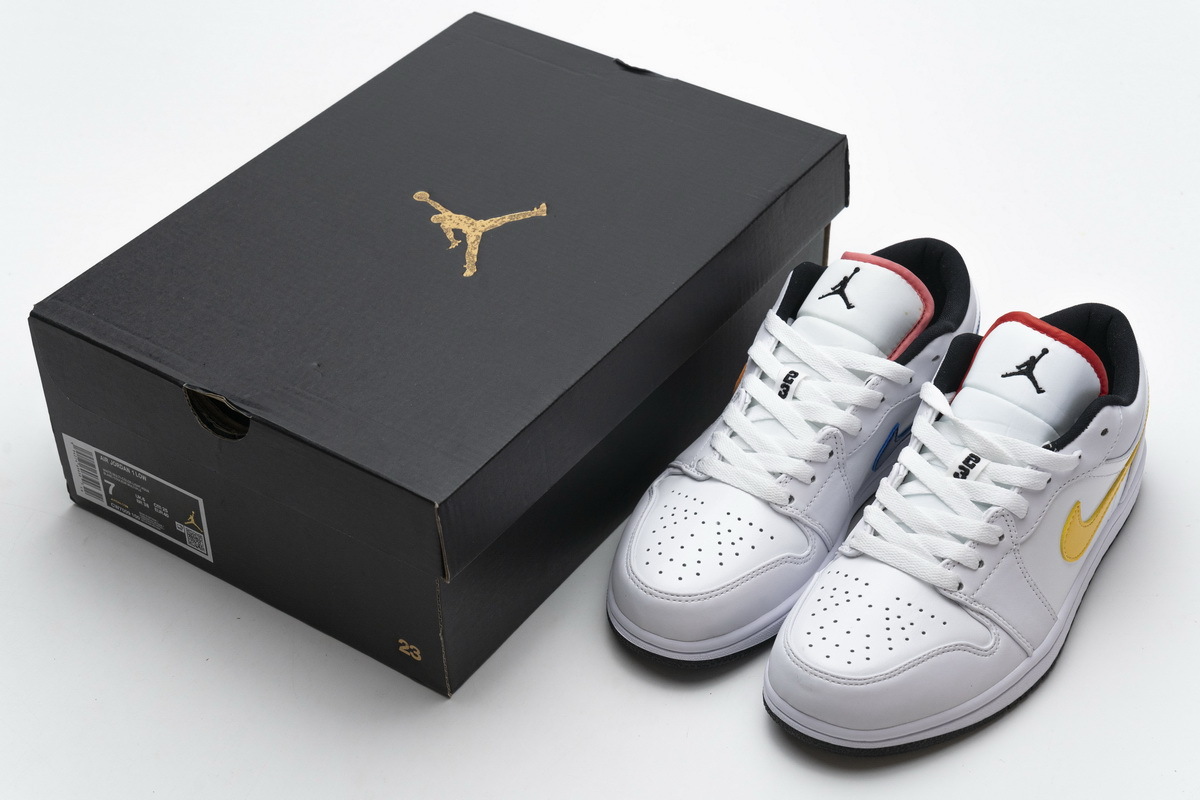 Bstsneaker- Air Jordan 1 Low White Multi-Color CW7009-100 