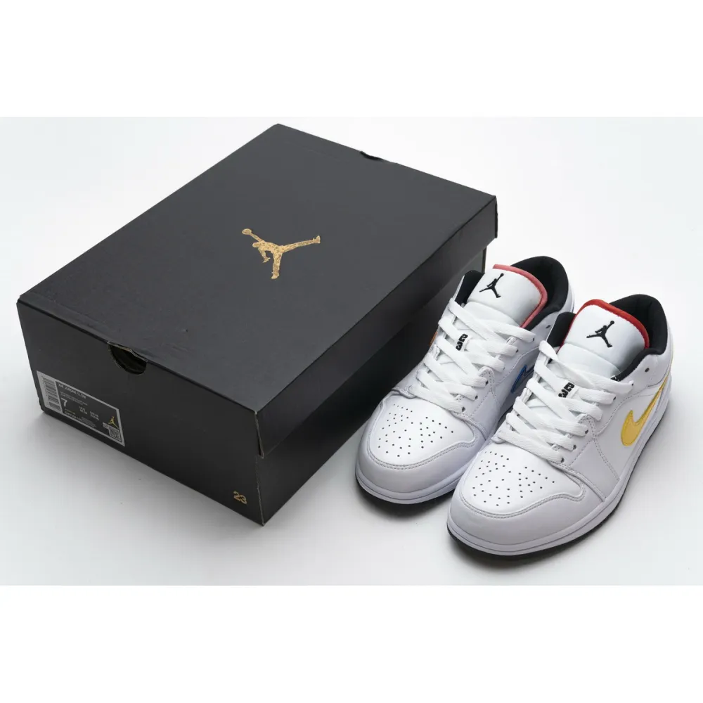 Bstsneaker- Air Jordan 1 Low White Multi-Color CW7009-100 