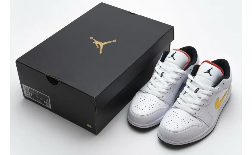 Bstsneaker- Air Jordan 1 Low White Multi-Color CW7009-100 
