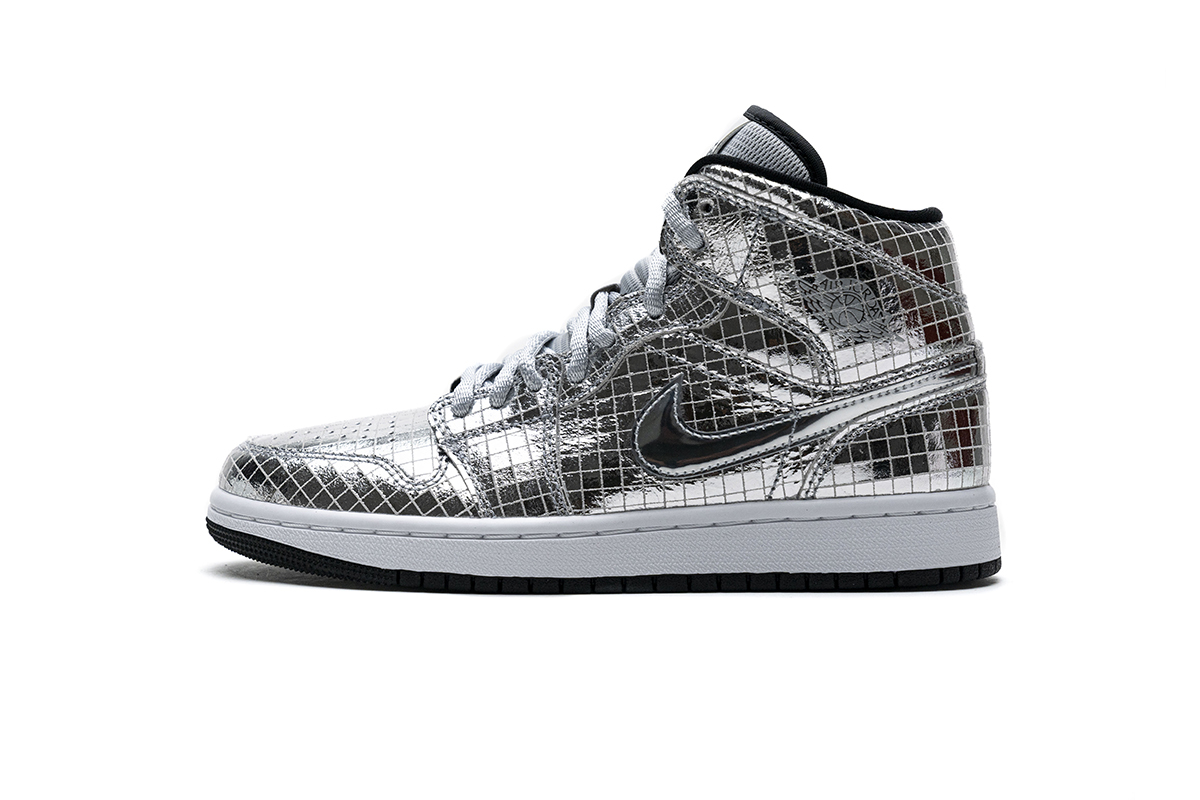Bstsneaker- Air Jordan 1 Mid SE Disco Metallic Silver (W) CU9304-001 