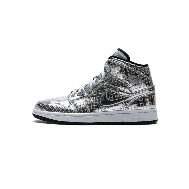 Bstsneaker- Air Jordan 1 Mid SE Disco Metallic Silver (W) CU9304-001 