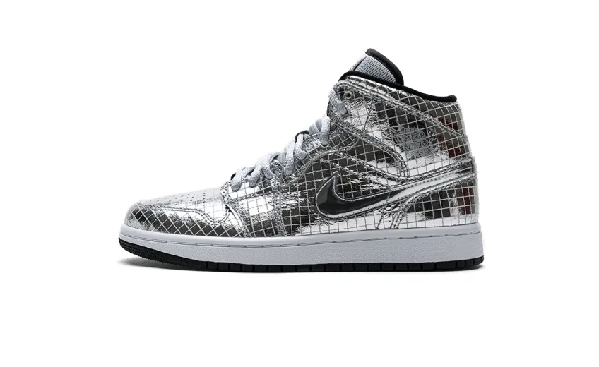 Bstsneaker- Air Jordan 1 Mid SE Disco Metallic Silver (W) CU9304-001 
