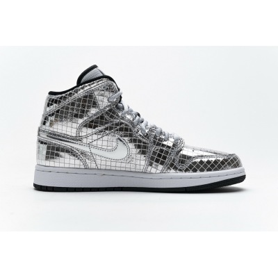 Bstsneaker- Air Jordan 1 Mid SE Disco Metallic Silver (W) CU9304-001  02