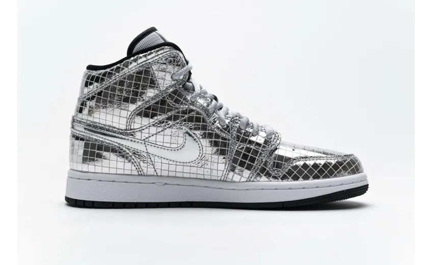 Bstsneaker- Air Jordan 1 Mid SE Disco Metallic Silver (W) CU9304-001 