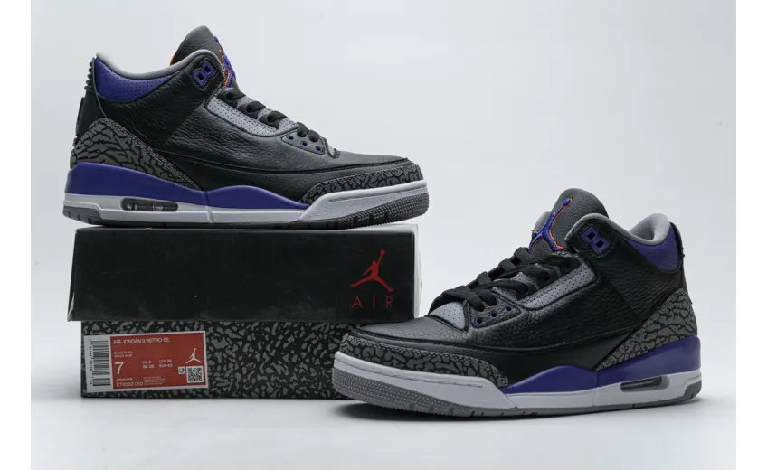 Bstsneaker- Air Jordan 3 Retro Black Court Purple CT8532-050 