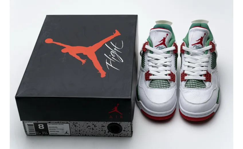 Bstsneaker- Air Jordan 4 Retro White Green Red AQ3816-063 