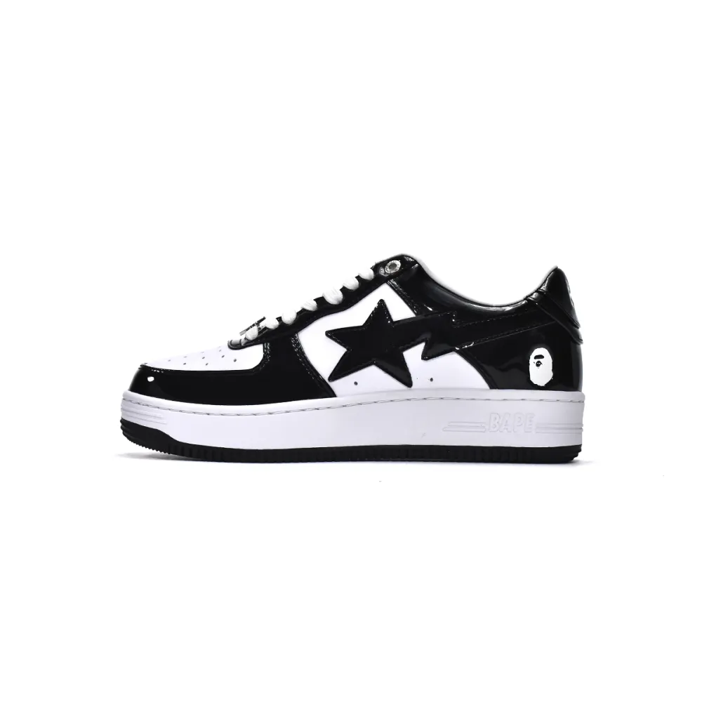 Bstsneaker-Bapesta Bathing Ape Bape Sta Low Black White 1G70-109-0001