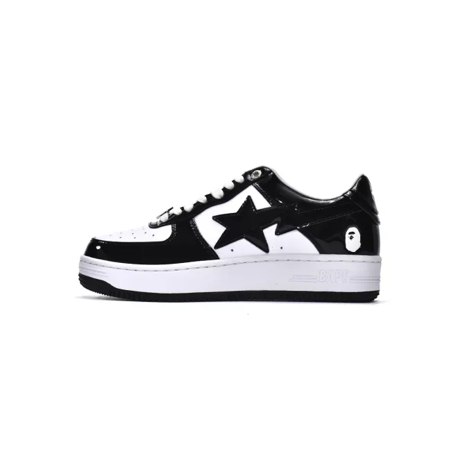 Bstsneaker-Bapesta Bathing Ape Bape Sta Low Black White 1G70-109-0001