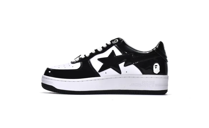 Bstsneaker-Bapesta Bathing Ape Bape Sta Low Black White 1G70-109-0001