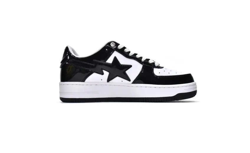 Bstsneaker-Bapesta Bathing Ape Bape Sta Low Black White 1G70-109-0001
