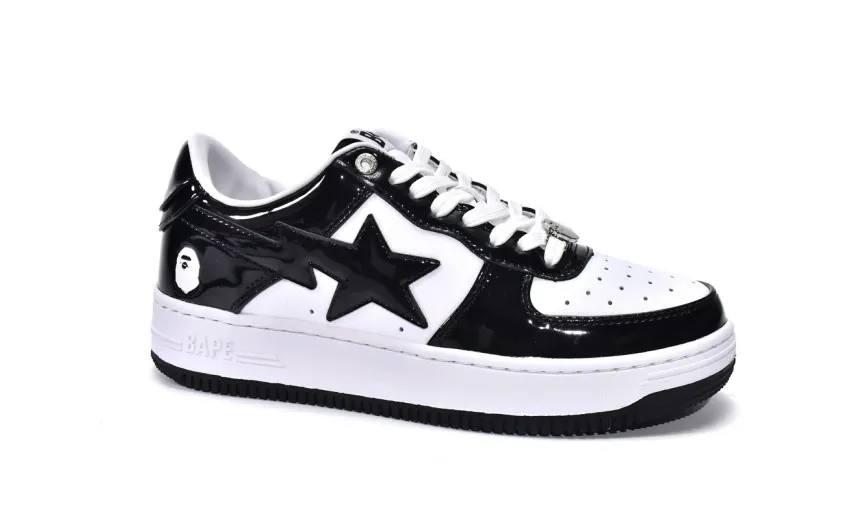 Bstsneaker-Bapesta Bathing Ape Bape Sta Low Black White 1G70-109-0001