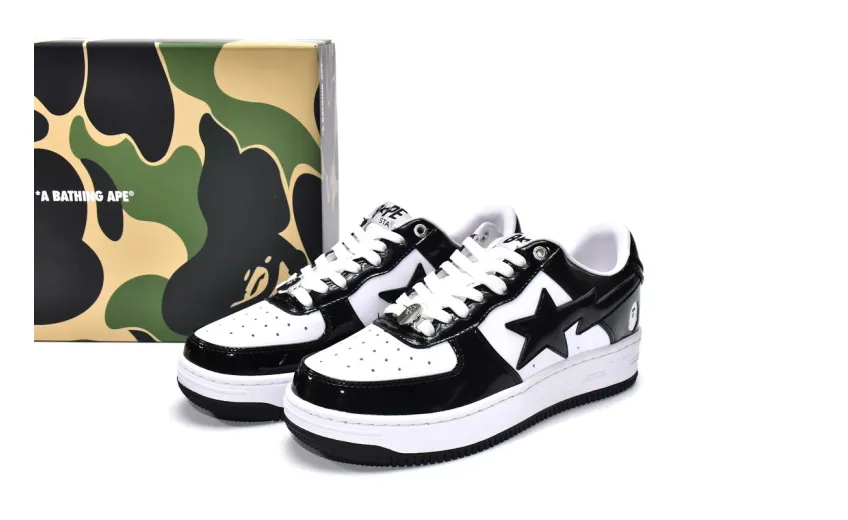 Bstsneaker-Bapesta Bathing Ape Bape Sta Low Black White 1G70-109-0001