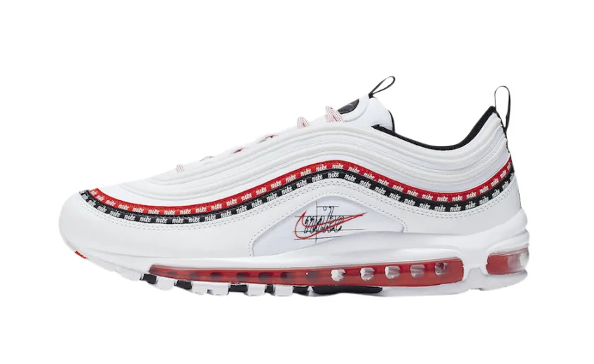 Bstsneaker- Nike Air Max 97 Sketch Logo White Black Red CK9397-100 