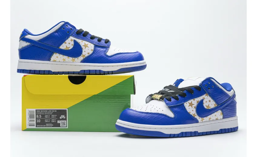 Bstsneaker- Supreme x Nike SB Dunk Low &quot;Blue Stars” DH3228-100  
