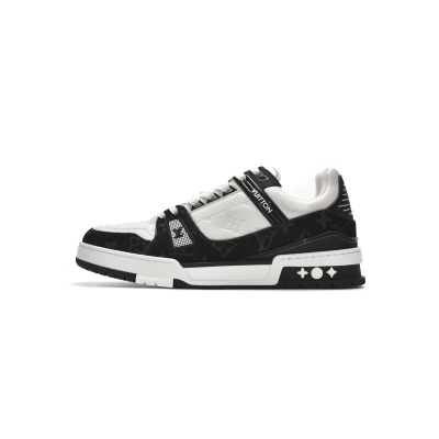  Louis Vuitton LV Trainer Black And White Cloth Cover VL1202  01
