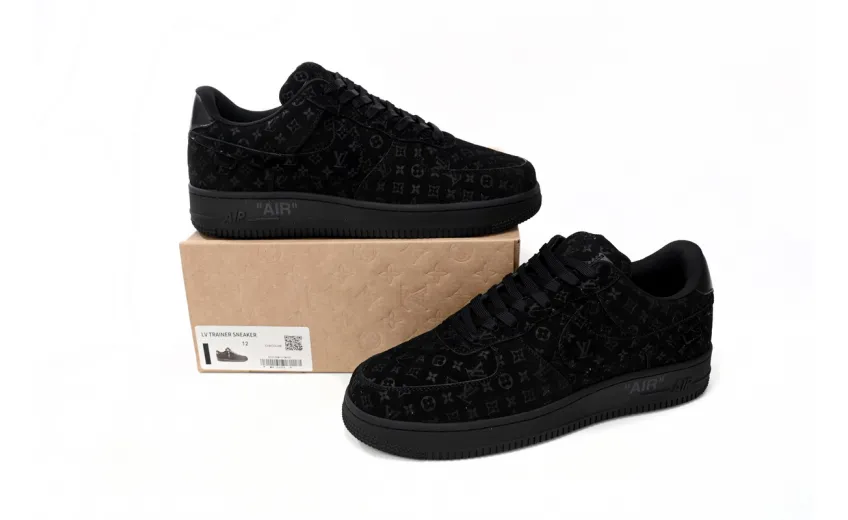 Bstsneaker-Louis Vuitton LV Trainer x Nike Air Force 1 All Black 1A9VD7 