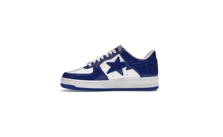 Bstsneaker-A Bathing Ape Bape Sta Patent Leather White Blue 1I70-291-021/1I70-191-022