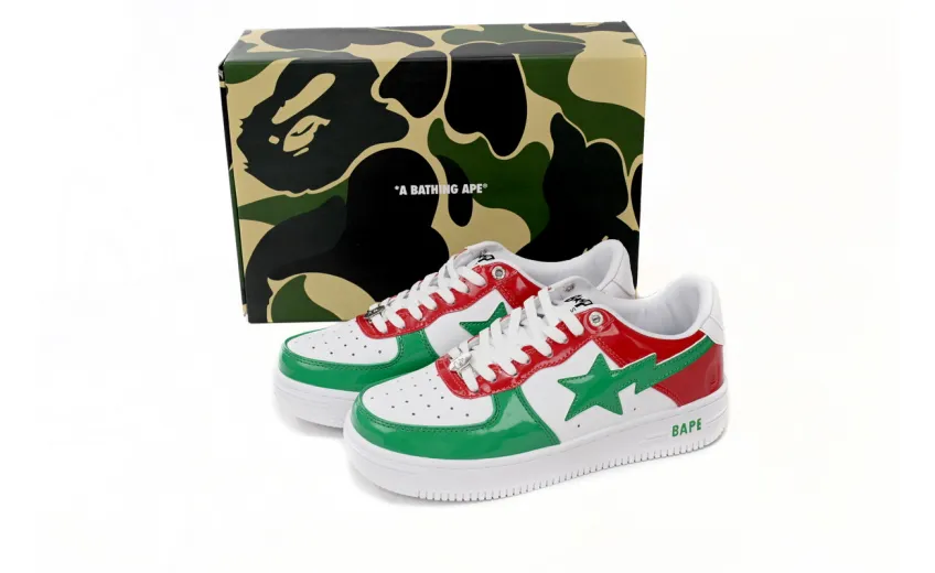 Bstsneaker-{Special Sale} Bapesta A Bathing Ape Bape Sta Low Red White Green 1180-191-004