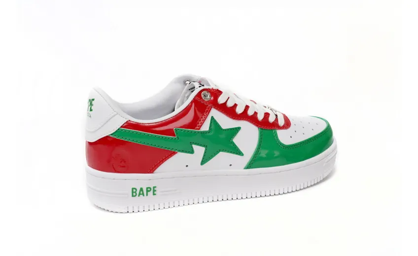 Bstsneaker-{Special Sale} Bapesta A Bathing Ape Bape Sta Low Red White Green 1180-191-004