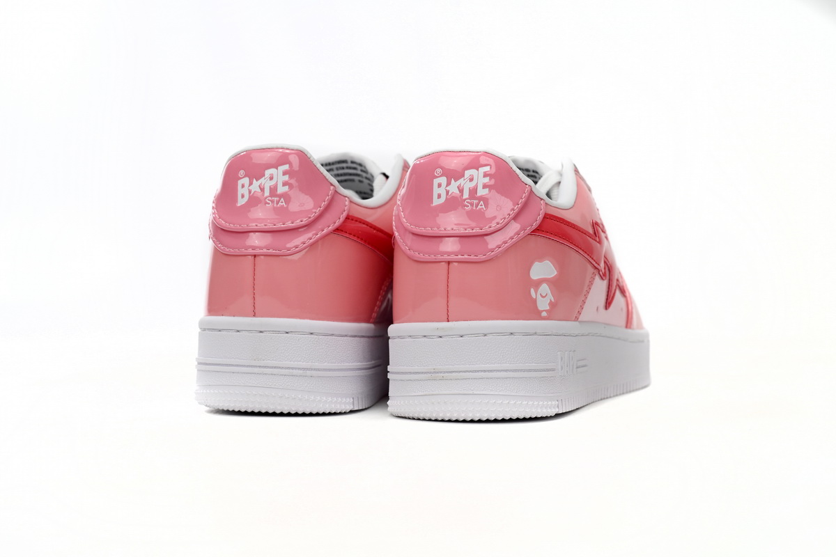 Bstsneaker-Bapesta A Bathing Ape Bape Sta Low Pink Paint Leather 1H2-019-1046 