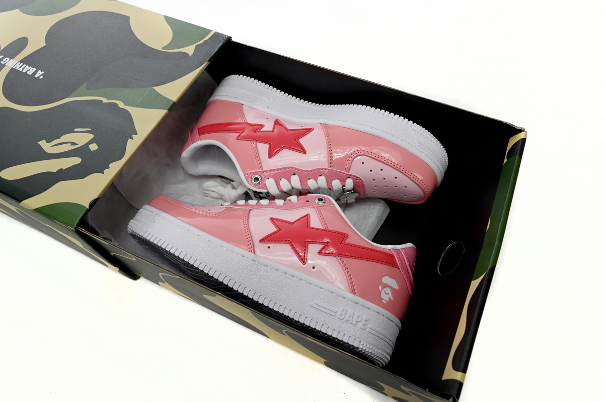Bstsneaker-Bapesta A Bathing Ape Bape Sta Low Pink Paint Leather 1H2-019-1046 