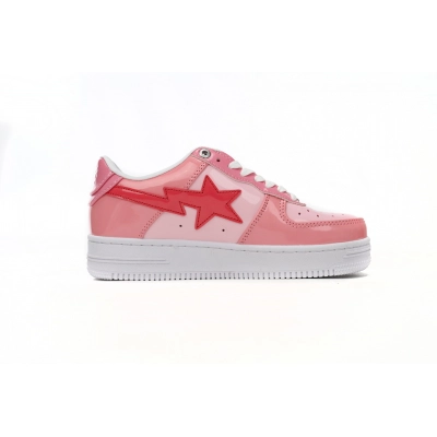 Bstsneaker-Bapesta A Bathing Ape Bape Sta Low Pink Paint Leather 1H2-019-1046  02
