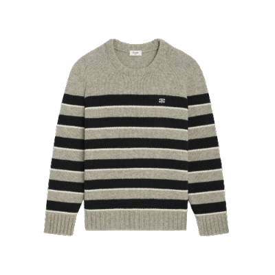 Triomphe Crew Neck Striped Sweater 2AE4B896T.06BK