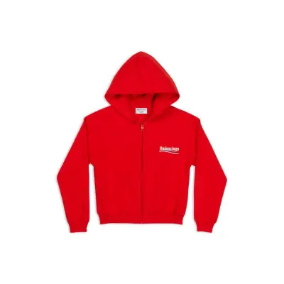 Women's Political Campaign Shrunk Zip-Up Red Hoodie 623451TKVI96040
