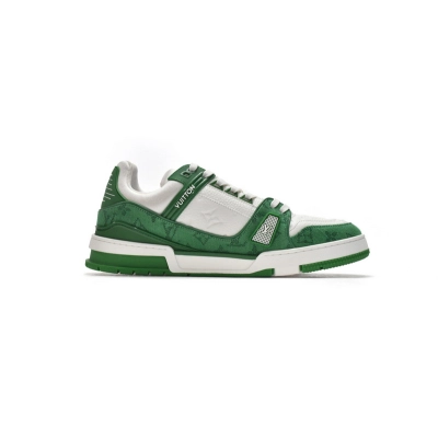 Bstsneaker-Louis Vuitton LV Trainer Green Cloth Surface VL1201  02