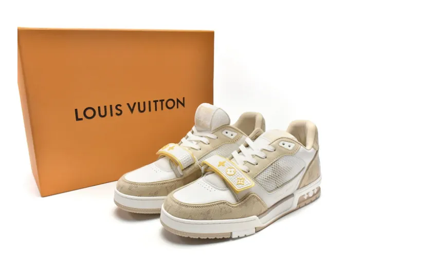Bstsneaker-Louis Vuitton LV Trainer Beige Cloth Cover GO0220 
