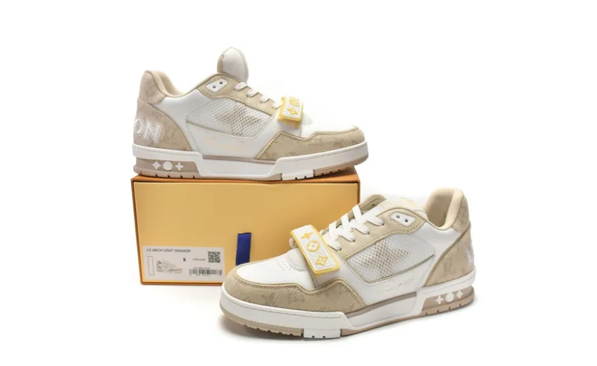 Bstsneaker-Louis Vuitton LV Trainer Beige Cloth Cover GO0220 