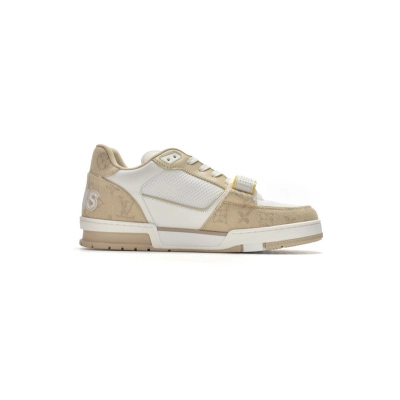 Bstsneaker-Louis Vuitton LV Trainer Beige Cloth Cover GO0220  02