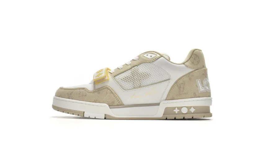 Bstsneaker-Louis Vuitton LV Trainer Beige Cloth Cover GO0220 