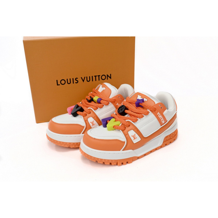 Louis Vuitton LV Trainer White Orange 1AB8SZ