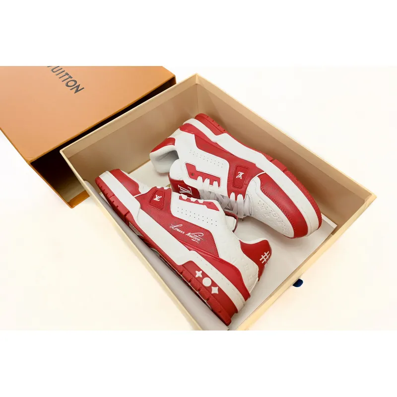 Bstsneaker-Louis Vuitton LV Trainer White Red 1AANFH