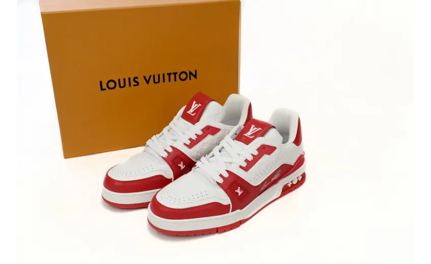 Bstsneaker-Louis Vuitton LV Trainer White Red 1AANFH
