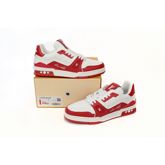 Louis Vuitton LV Trainer White Red 1AANFH