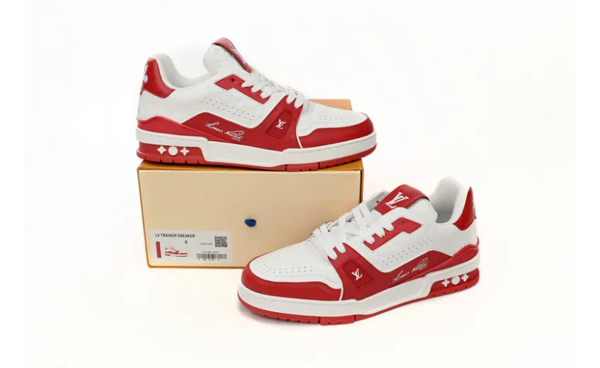 Bstsneaker-Louis Vuitton LV Trainer White Red 1AANFH