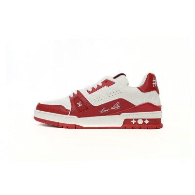 Louis Vuitton LV Trainer White Red 1AANFH 01
