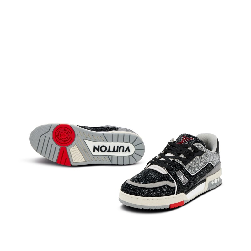 Bstsneaker-Louis Vuitton LV Trainer Black Grey Crystal 1AA6PV