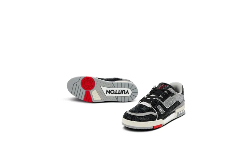 Bstsneaker-Louis Vuitton LV Trainer Black Grey Crystal 1AA6PV