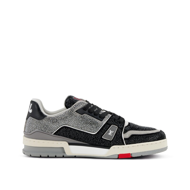Bstsneaker-Louis Vuitton LV Trainer Black Grey Crystal 1AA6PV