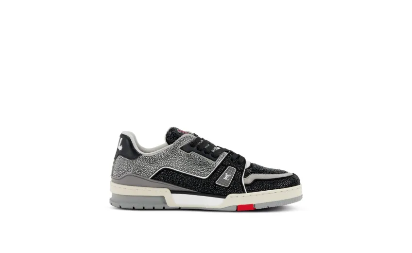 Bstsneaker-Louis Vuitton LV Trainer Black Grey Crystal 1AA6PV