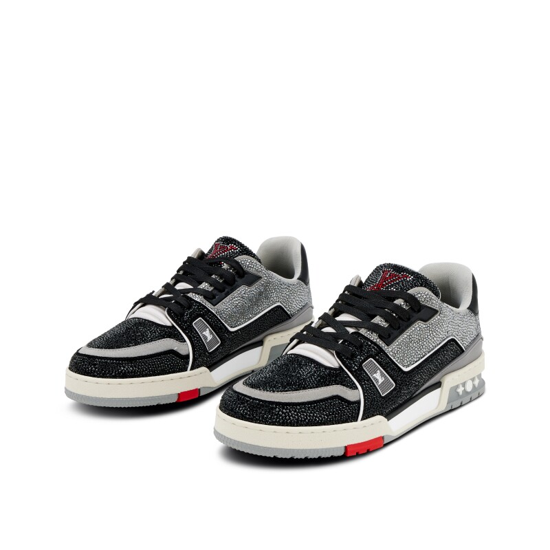 Bstsneaker-Louis Vuitton LV Trainer Black Grey Crystal 1AA6PV