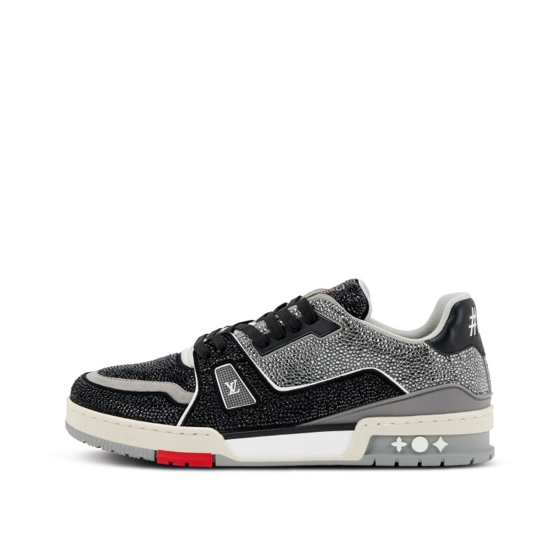 Bstsneaker-Louis Vuitton LV Trainer Black Grey Crystal 1AA6PV